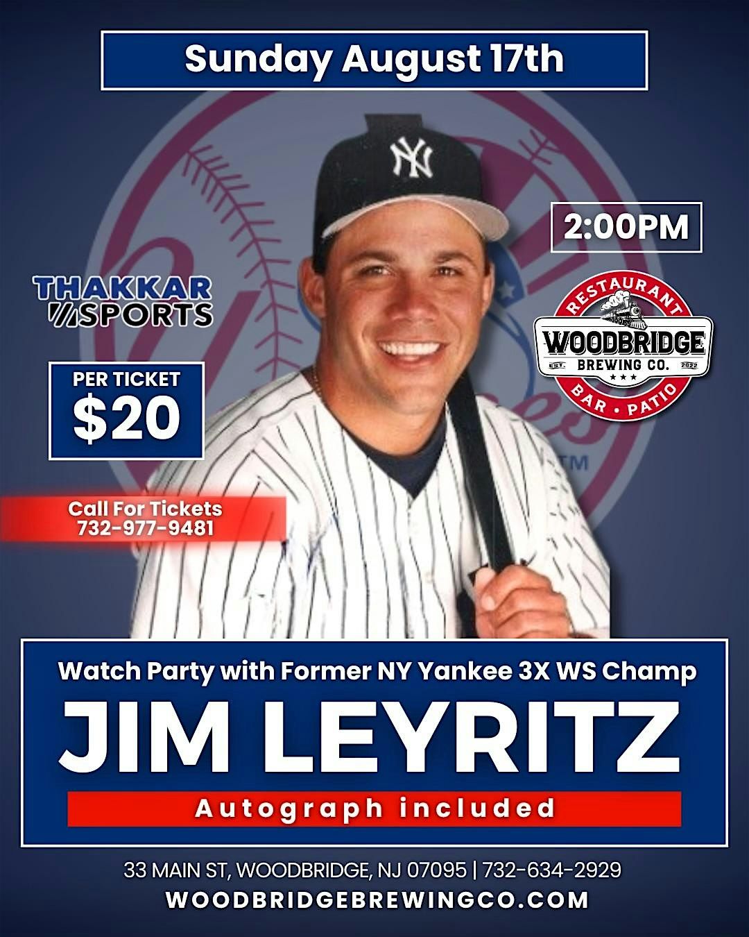 Watch Party Jim Leyritz, 26 August | Event in Woodbridge Township | AllEvents