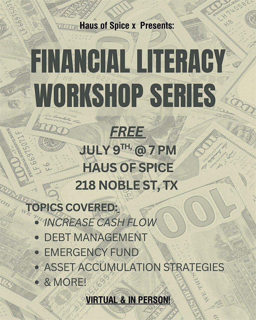 Financial Literacy Workshop, 9 July | Event in Spring | AllEvents