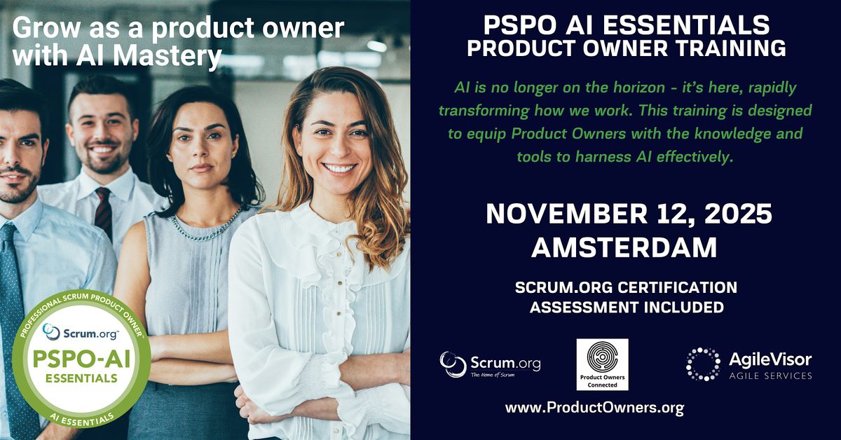 Product Owner - AI Essentials (PSPO-AIE). A Scrum.org Certified Training., 12 November | Event in Amsterdam