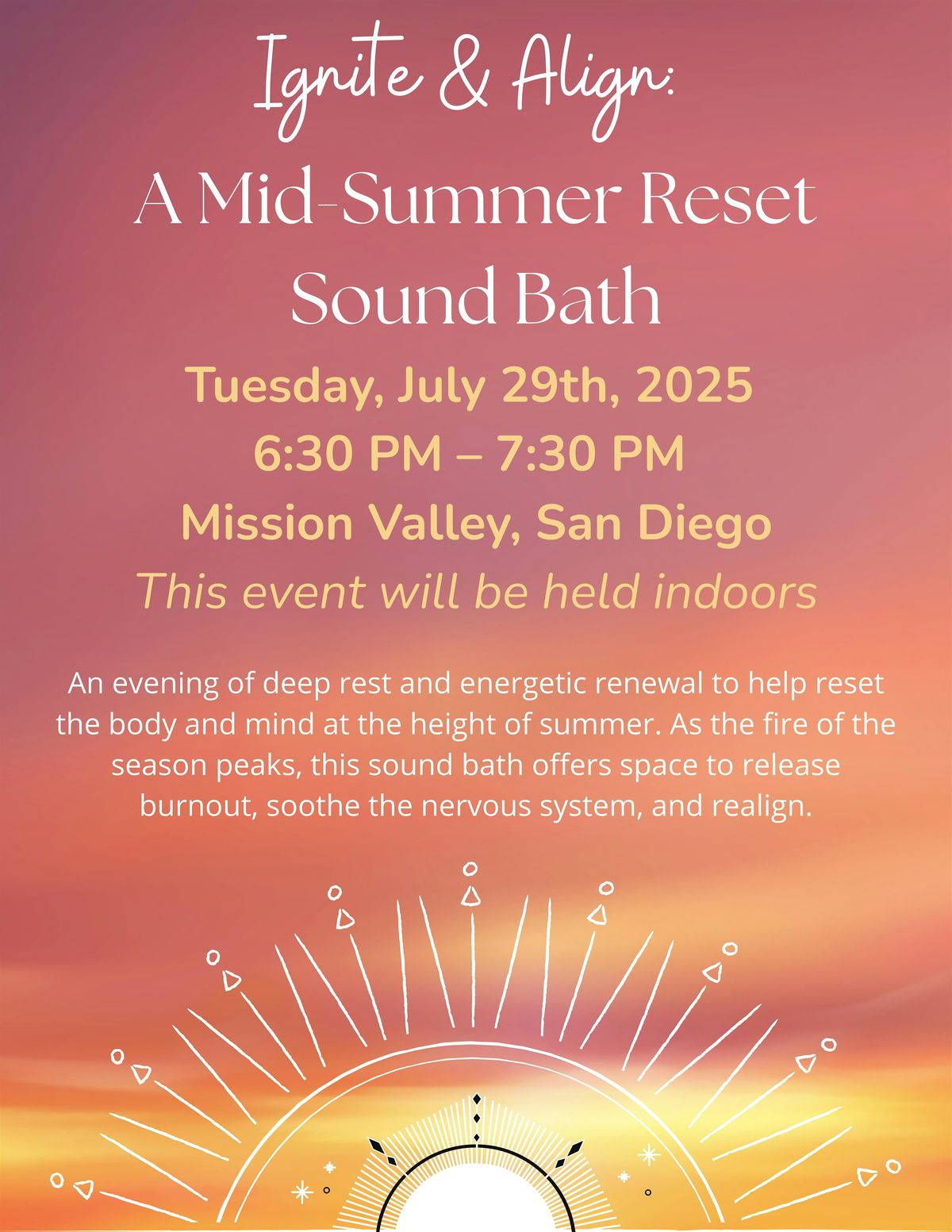 Ignite & Align: A Mid-Summer Reset Sound Bath, 29 July | Event in San Diego | AllEvents