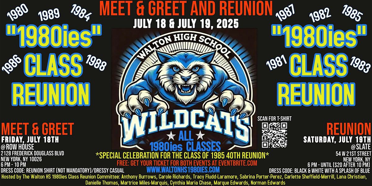 Walton HS 1980ies Class MEET & GREET. Friday, July 18, 2025, 18 July | Event in New York | AllEvents