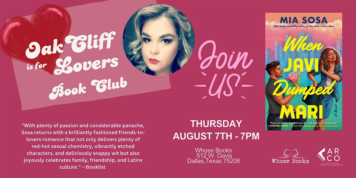 Oak Cliff Is For Lovers Book Club, 7 August | Event in Dallas | AllEvents