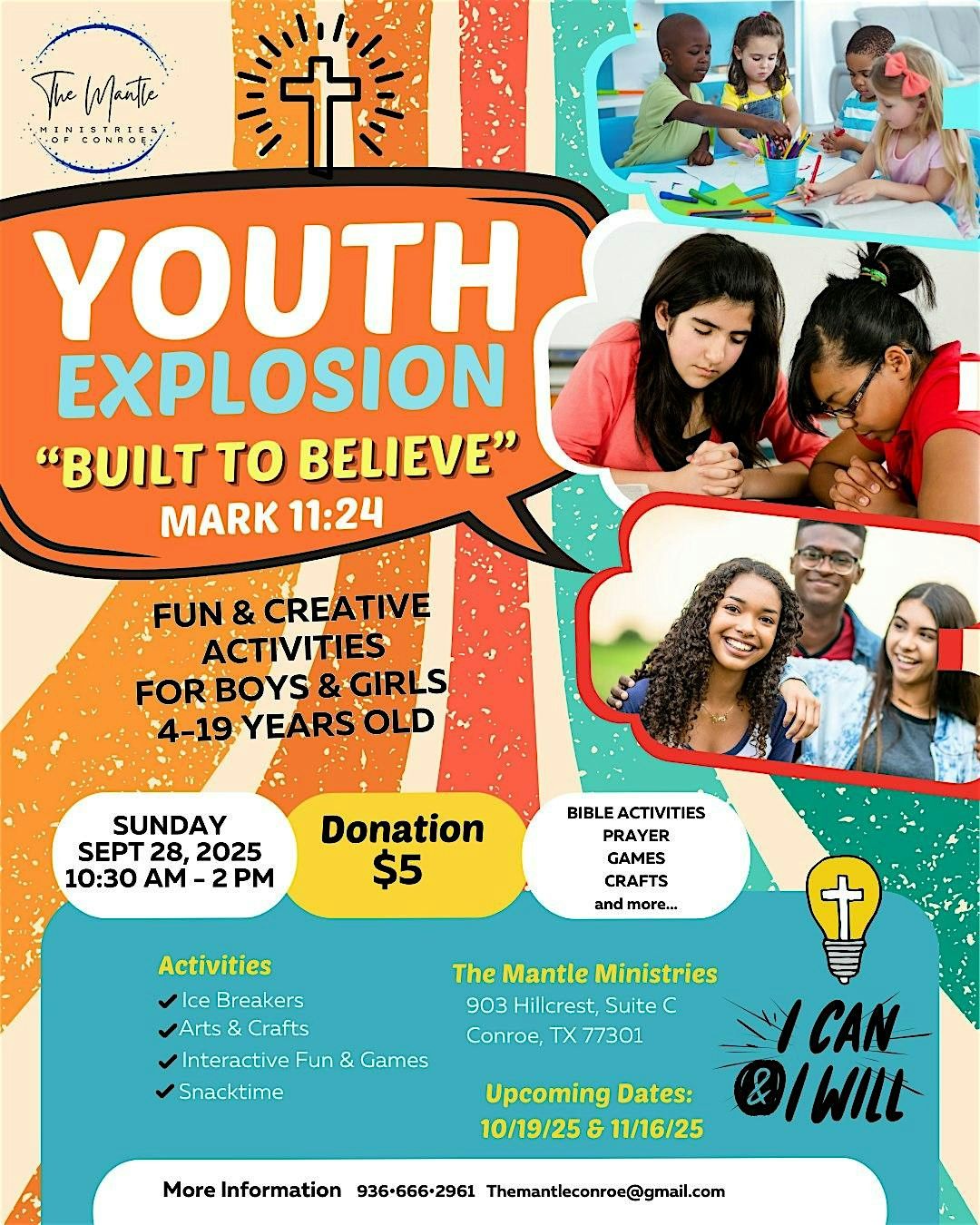 Youth Explosion: Built to Believe!, 28 September | Event in Conroe | AllEvents