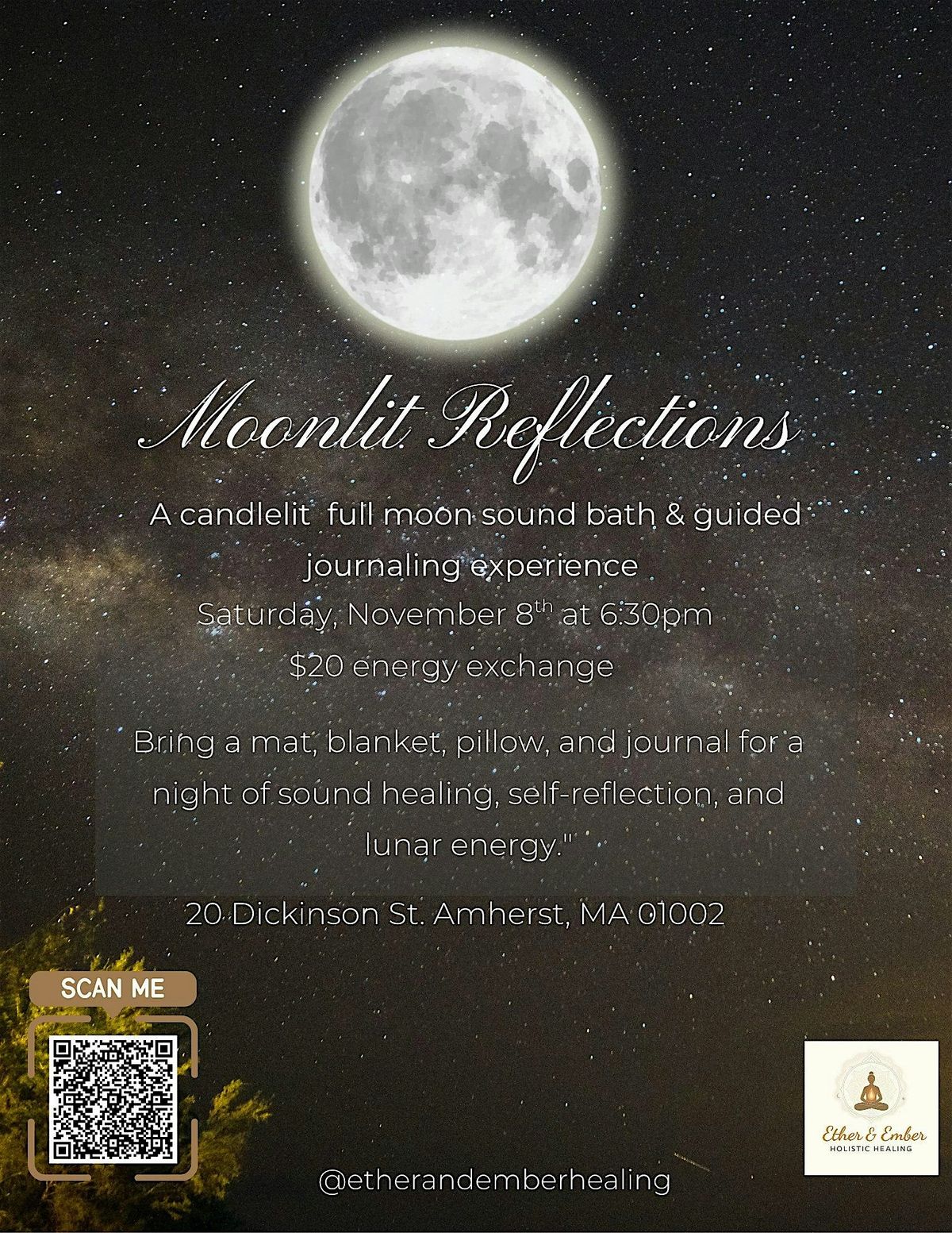 Moonlit Reflections: Full Moon Sound Bath & Guided Journaling, 8 November | Event in Amherst | AllEvents