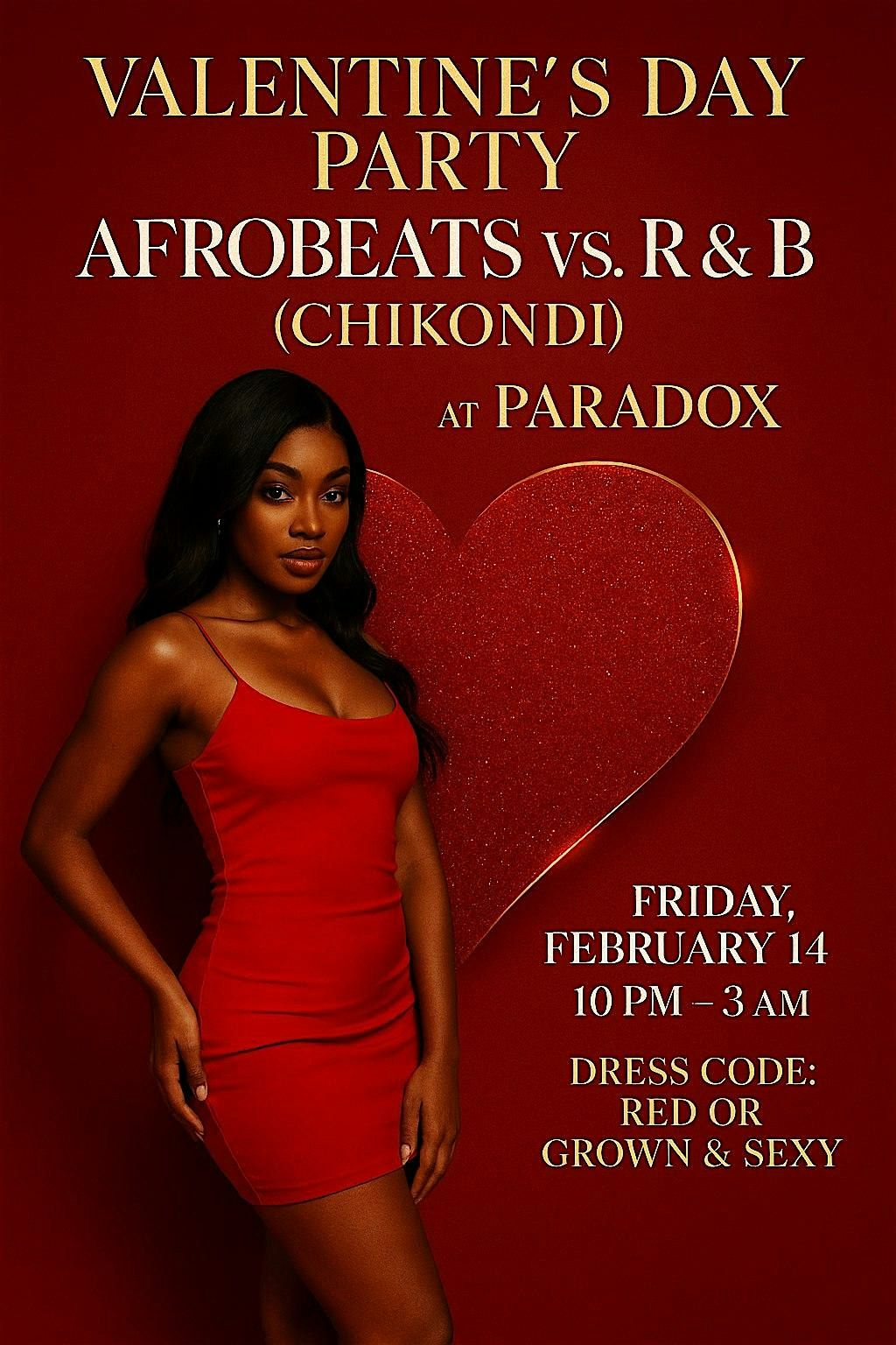 Valentine’s Day Party: Afrobeats vs. R&B (CHIKONDI) @ Paradox, 14 February | Event in Indianapolis | AllEvents