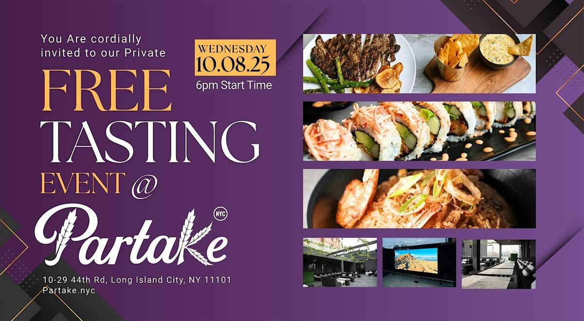 Food Tasting Private Event @ Partake, 8 October | Event in Queens | AllEvents