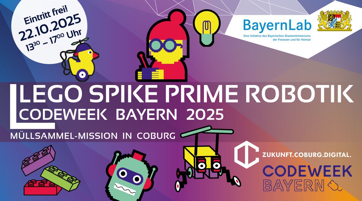 Workshop: Müllsammel-Mission mit LEGO® SPIKE Prime (TOTAL DIGITAL 2025), 22 October | Event in Coburg | AllEvents