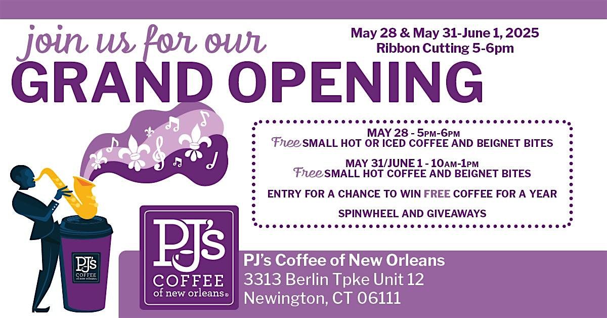 PJ's Coffee Newington Grand Opening Celebration Week, 28 May | Event in Newington | AllEvents