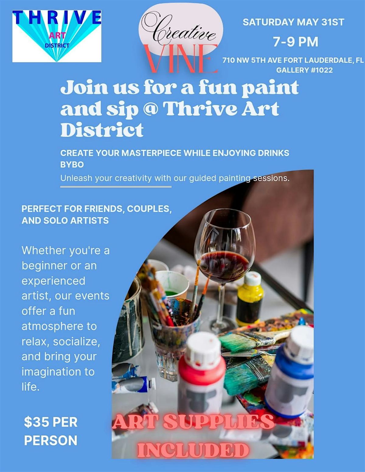 Paint & Sip Event BRITTO Style At Thrive Art District (Gallery #1091), 31 May | Event in Fort Lauderdale