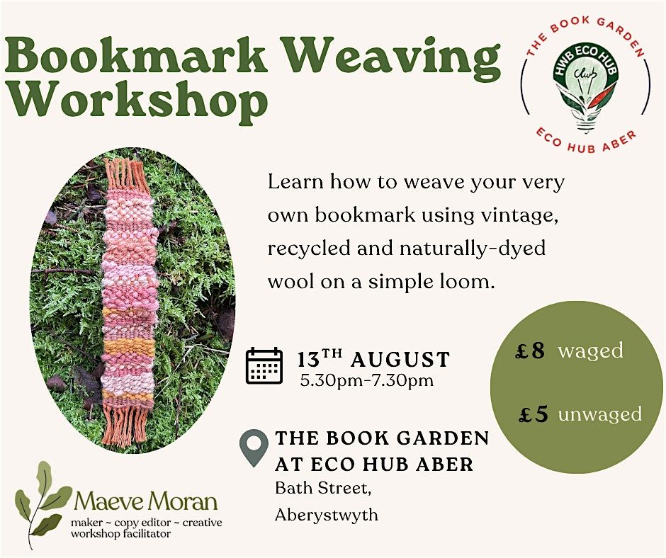 Bookmark Weaving Workshop at the Book Garden, 13 August | Event in Aberystwyth | AllEvents