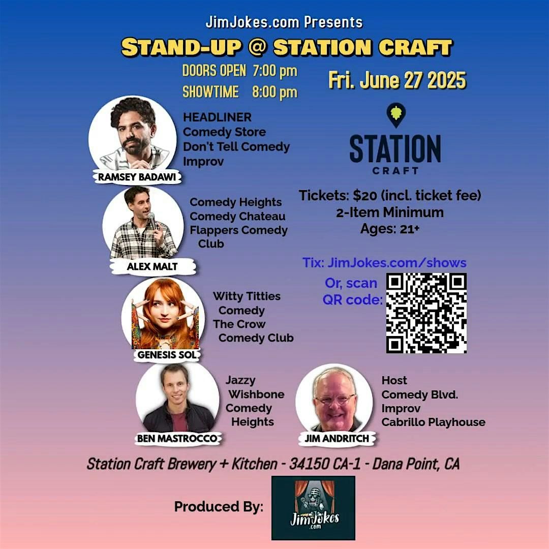 Stand-Up at Station Craft with Ramsey Badawi, 27 June | Event in Dana Point | AllEvents