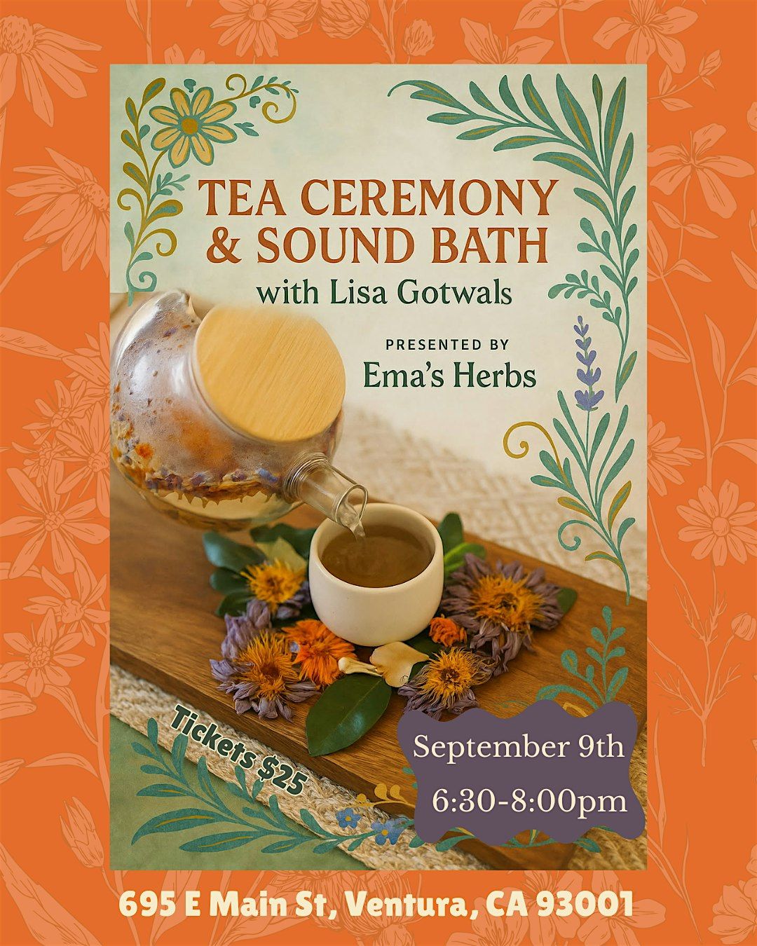 September Tea Ceremony & Sound Healing with Lisa Gotwals, 9 September | Event in Ventura | AllEvents