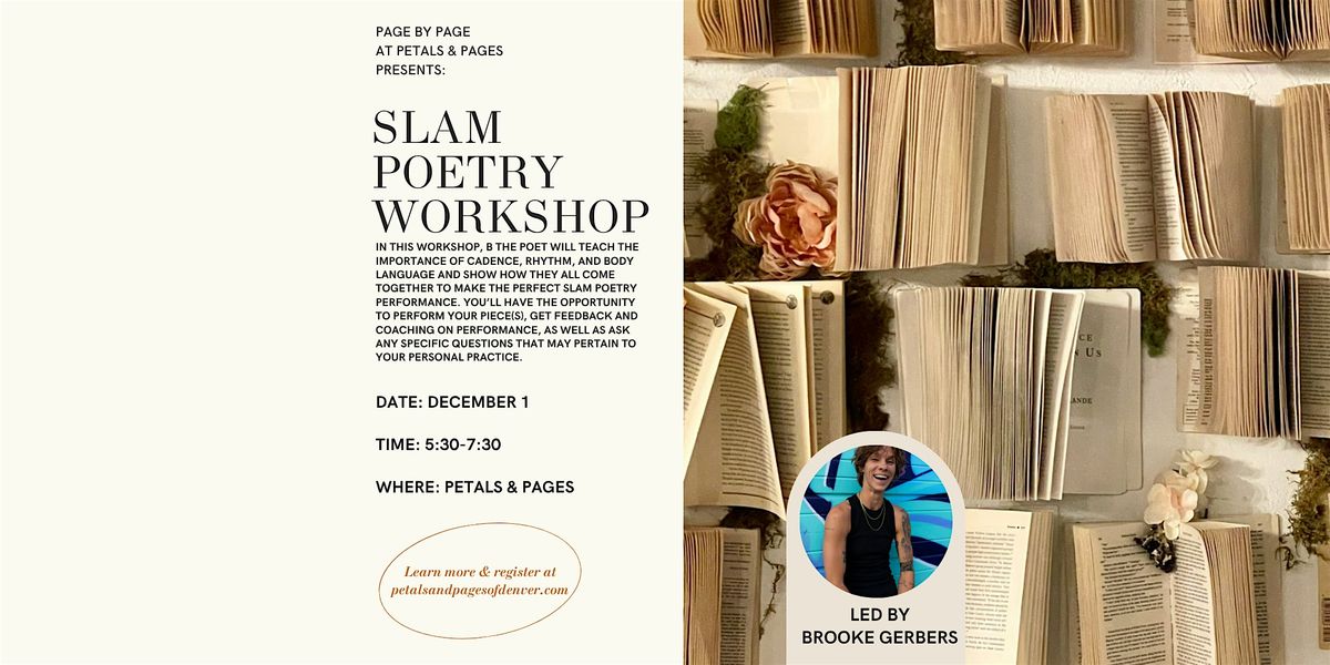 Slam Poetry Workshop at Petals & Pages, 1 December | Event in Denver | AllEvents