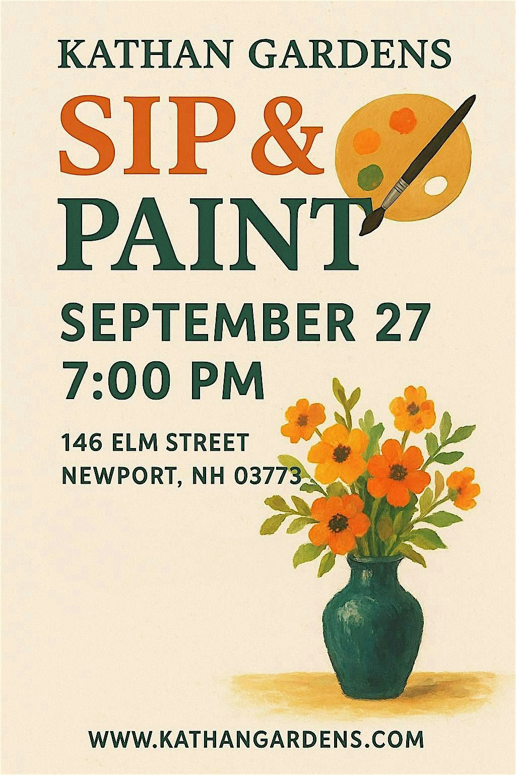 Kathan Garden Sip & Paint, 27 September | Event in Newport | AllEvents