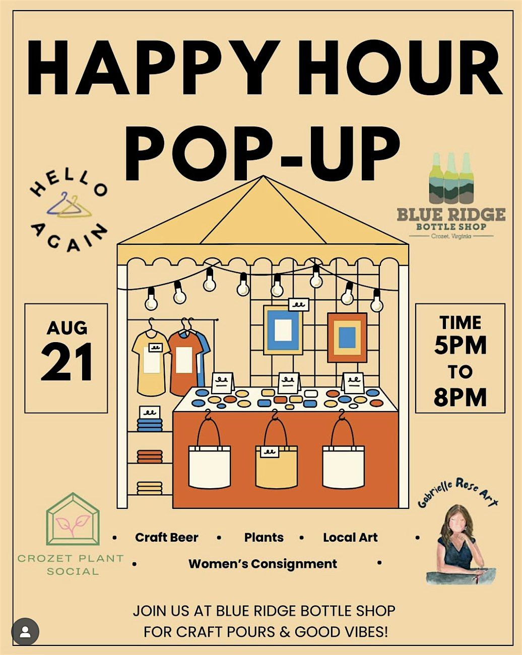 Happy Hour Pop-Up Market, 21 August | Event in Crozet | AllEvents