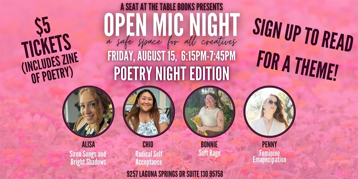 Open Mic Night at the Bookstore/Cafe, 15 August | Event in Elk Grove | AllEvents