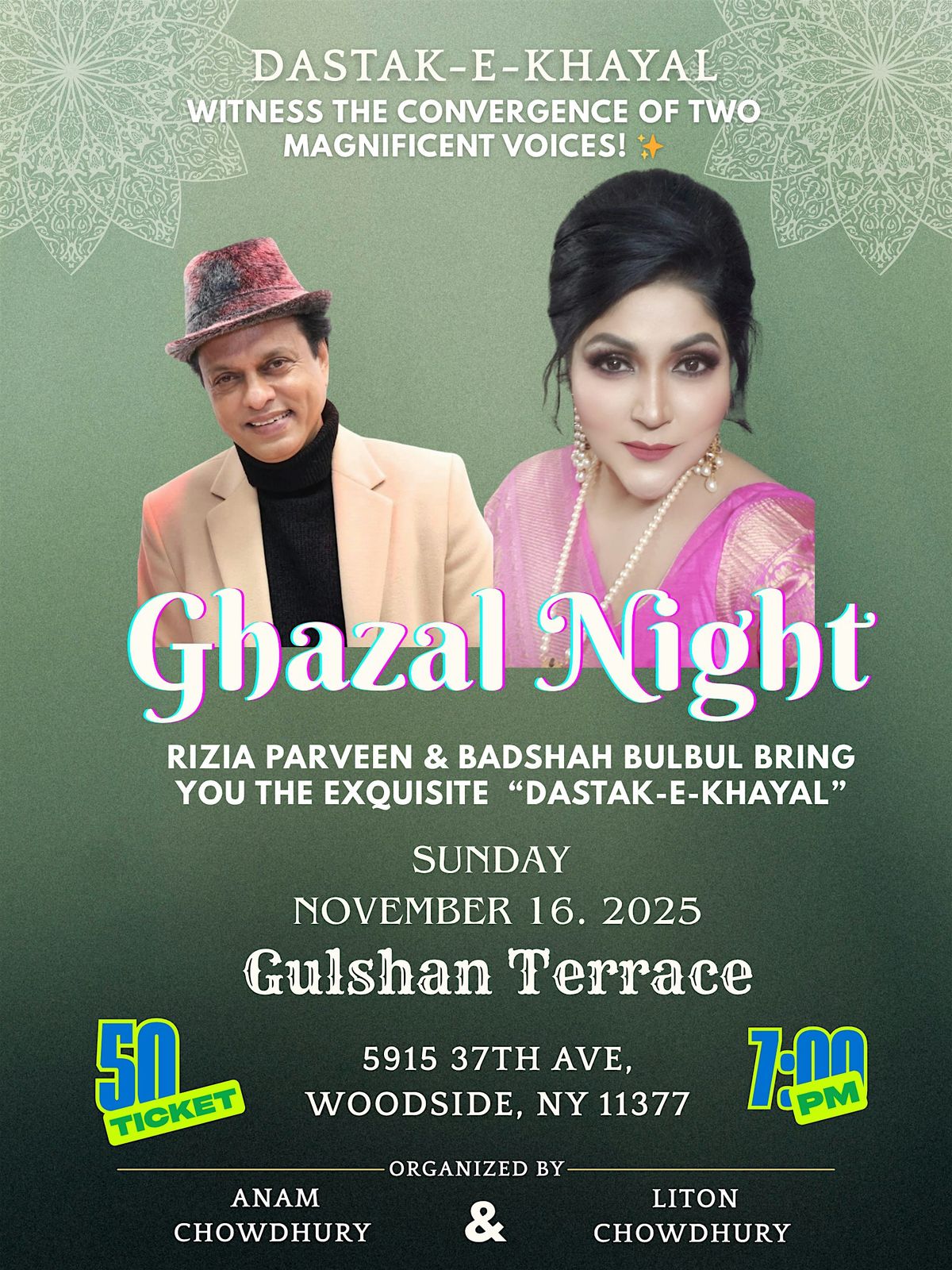 Dastak-e-Khayal by ✨ Rizia and Badsha Bulbul | Event in Woodside | AllEvents