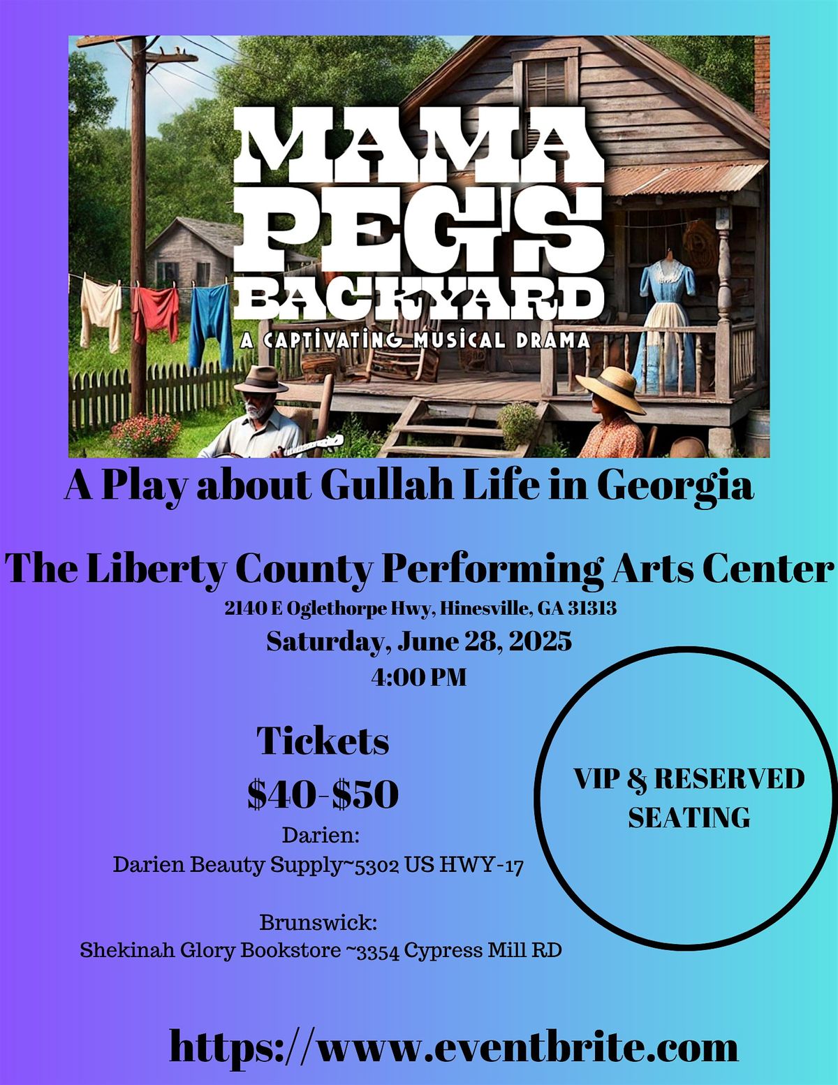 Mama Peg's Backyard: A Musical Drama about Gullah Life in Georgia, 28 June | Event in Hinesville | AllEvents