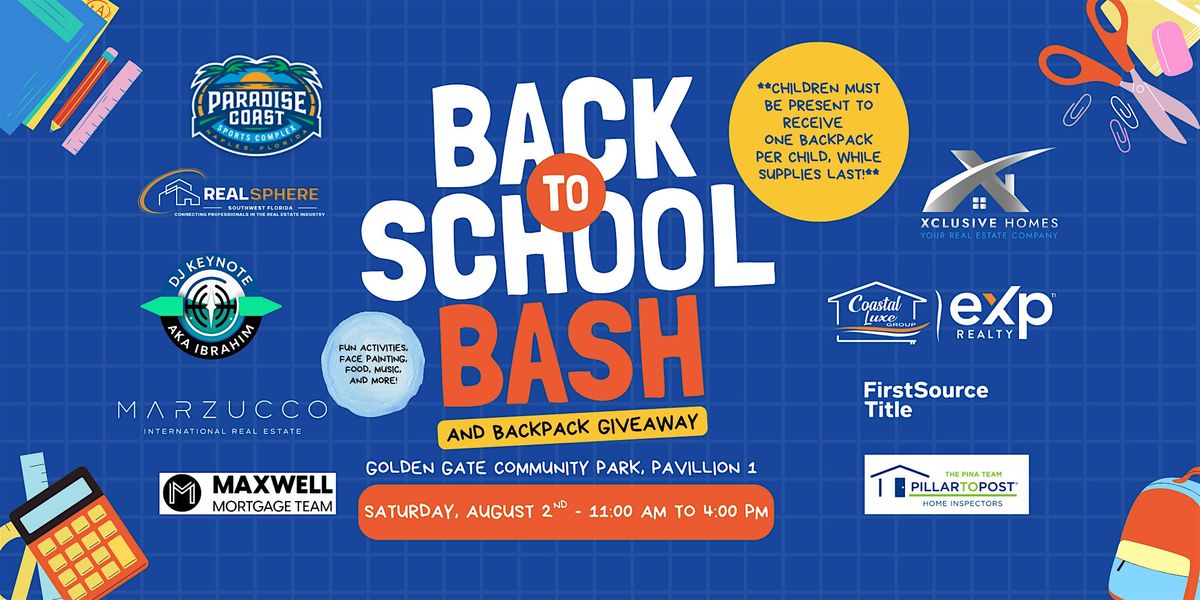 Back to School Bash & Backpack Giveaway, 2 August | Event in Naples | AllEvents