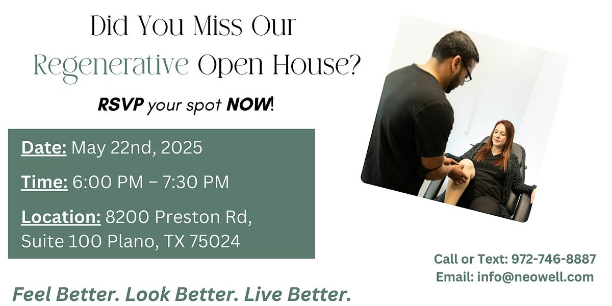 NeoWell's Regenerative Medicine Open House, 22 May | Event in Plano | AllEvents