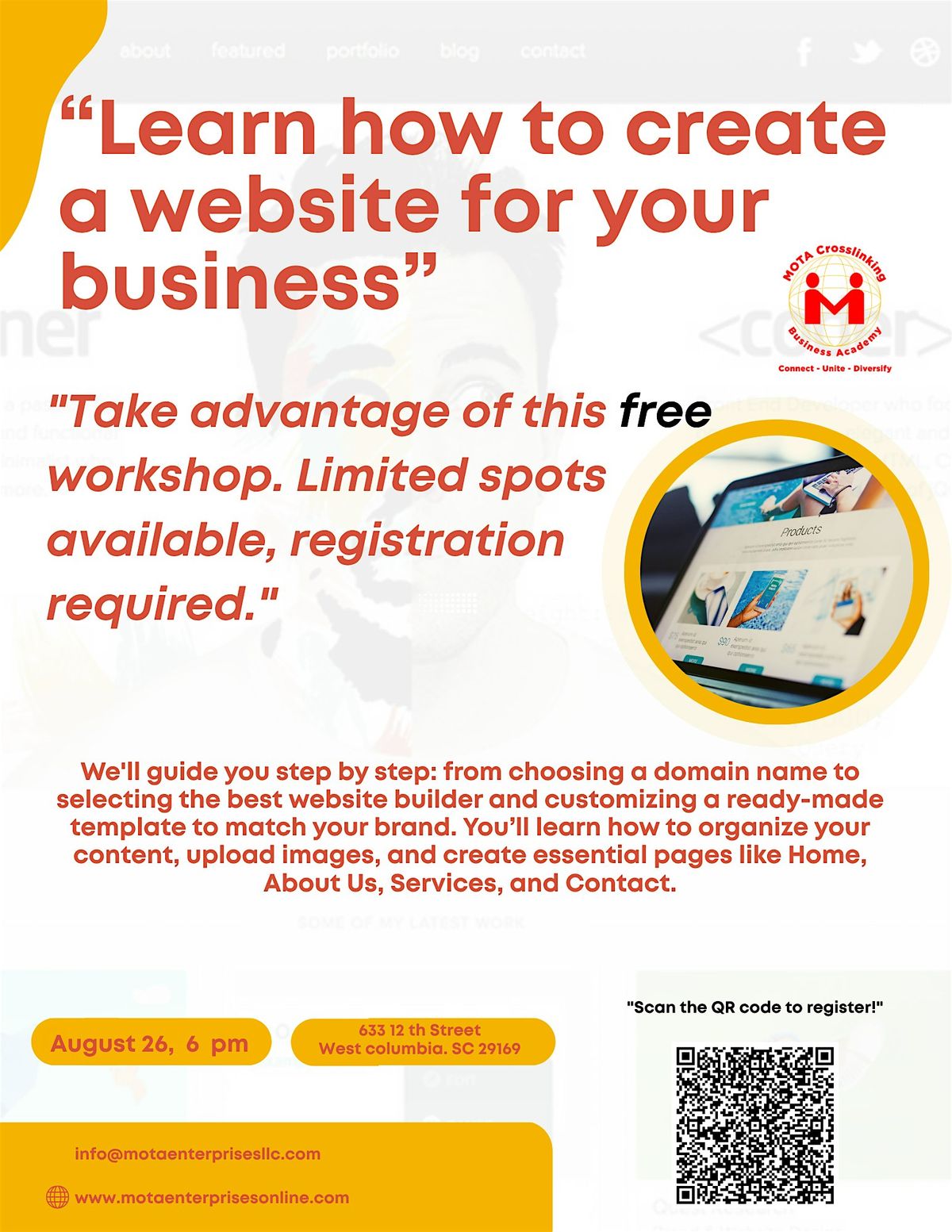 "Learn how to create your business website – Free hands-on workshop" | Event in West Columbia