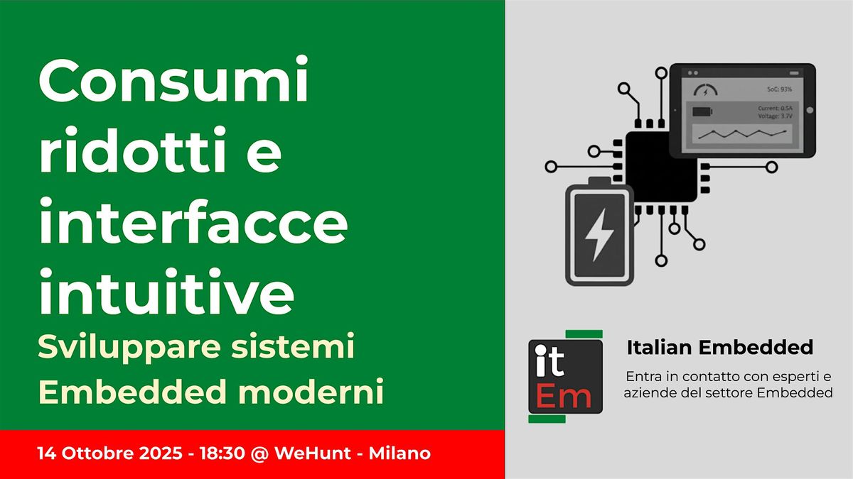Consumi ridotti e Interfacce intuitive: Sviluppare sistemi Embedded moderni, 14 October | Event in Milano
