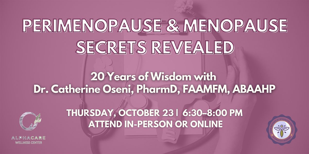 Perimenopause & Menopause Secrets Revealed — Free Hybrid Master Class, 23 October | Event in Weatherford