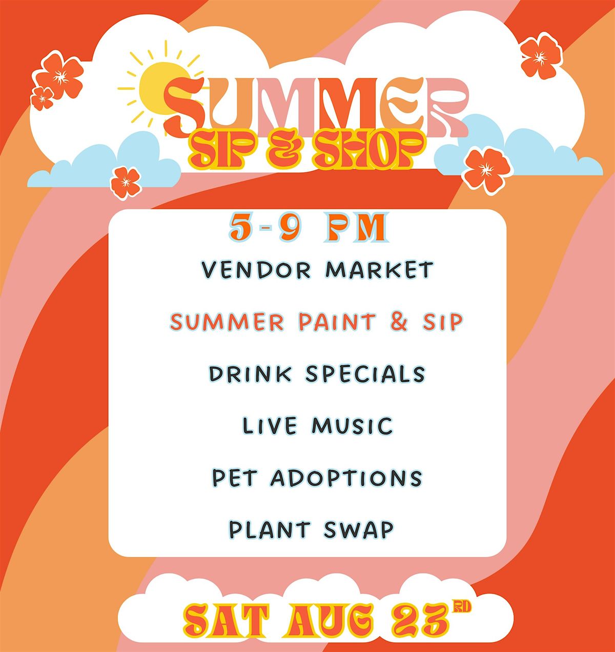 Summer Paint & Sip - Vendor Market, Plant Swap, Live Music, Pet Adoptions, 23 August | Event in San Antonio