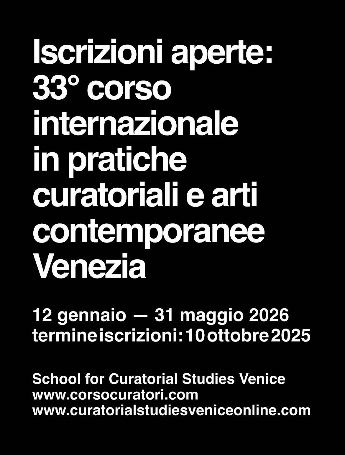 APERTE LE ISCRIZIONI AL 33° CORSO IN PRATICHE CURATORIALI, 12 January | Event in Venezia | AllEvents