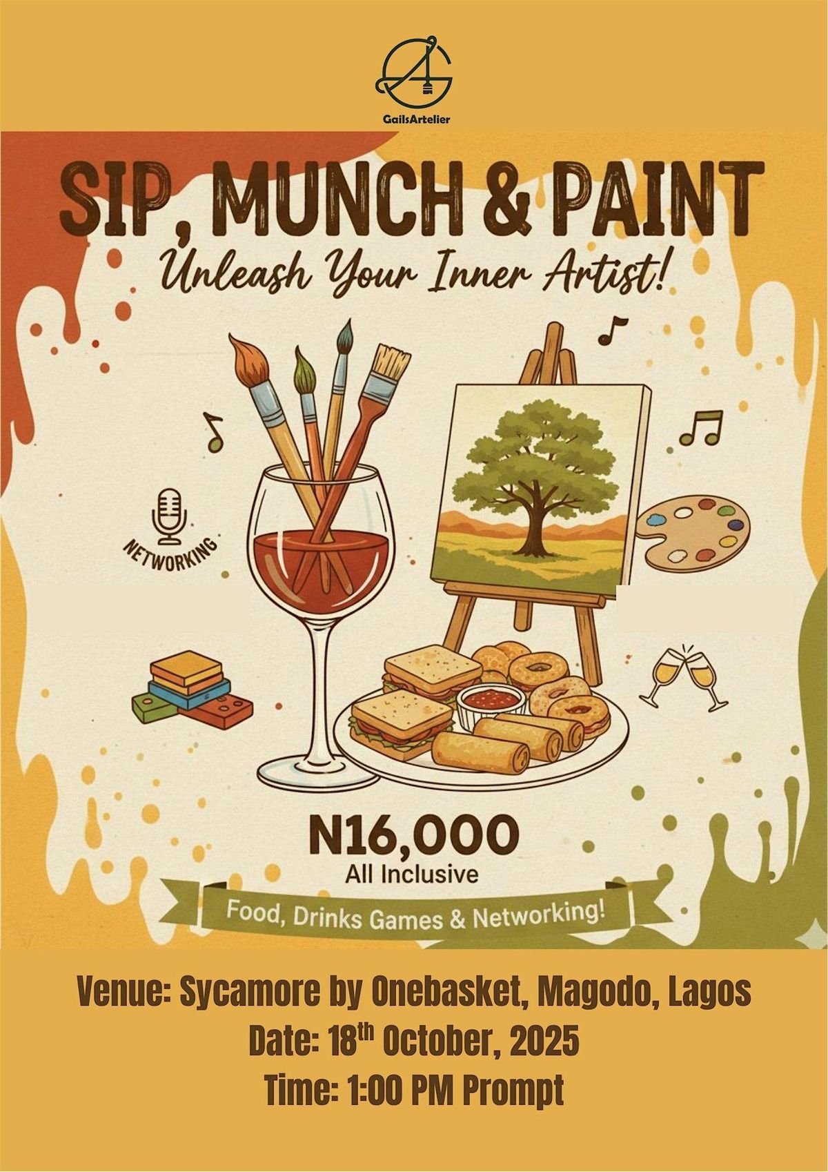 Paint, Munch and Sip, 18 October | Event in Lagos | AllEvents