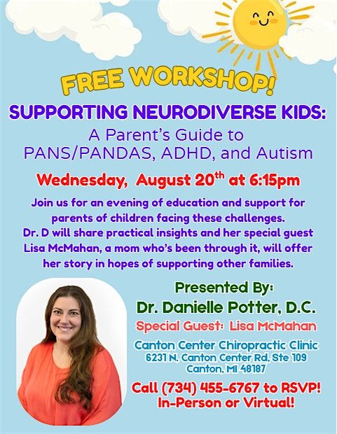 Supporting Neurodiverse Kids: A Parent's Guide to PANS/PANDAS, ADHD, Autism, 20 August | Event in Canton Township