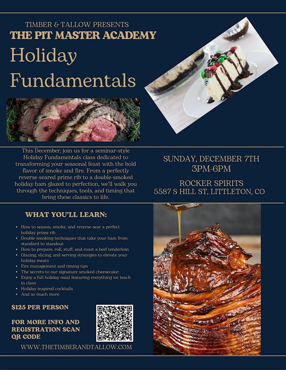Timber & Tallow Presents The Pit Master Academy: Holiday Funamentals, 7 December | Event in Littleton