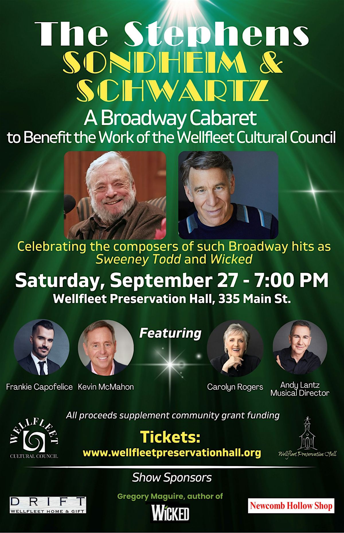 The Stephens – Sondheim & Schwartz:  A Broadway Cabaret, 27 September | Event in Wellfleet | AllEvents