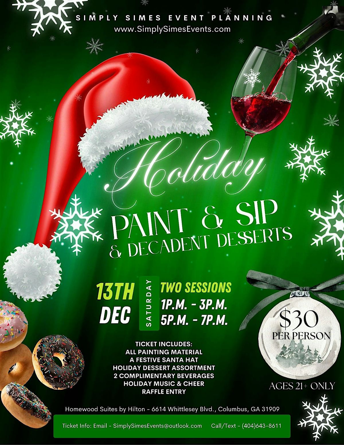 Holiday Paint & Sip & Decadent Desserts!, 13 December | Event in Columbus | AllEvents