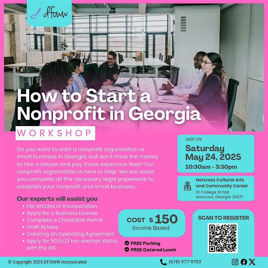 Nonprofit, Private Foundation, and LLC Formation Entrepreneurship Workshop, 24 May | Event in Norcross | AllEvents
