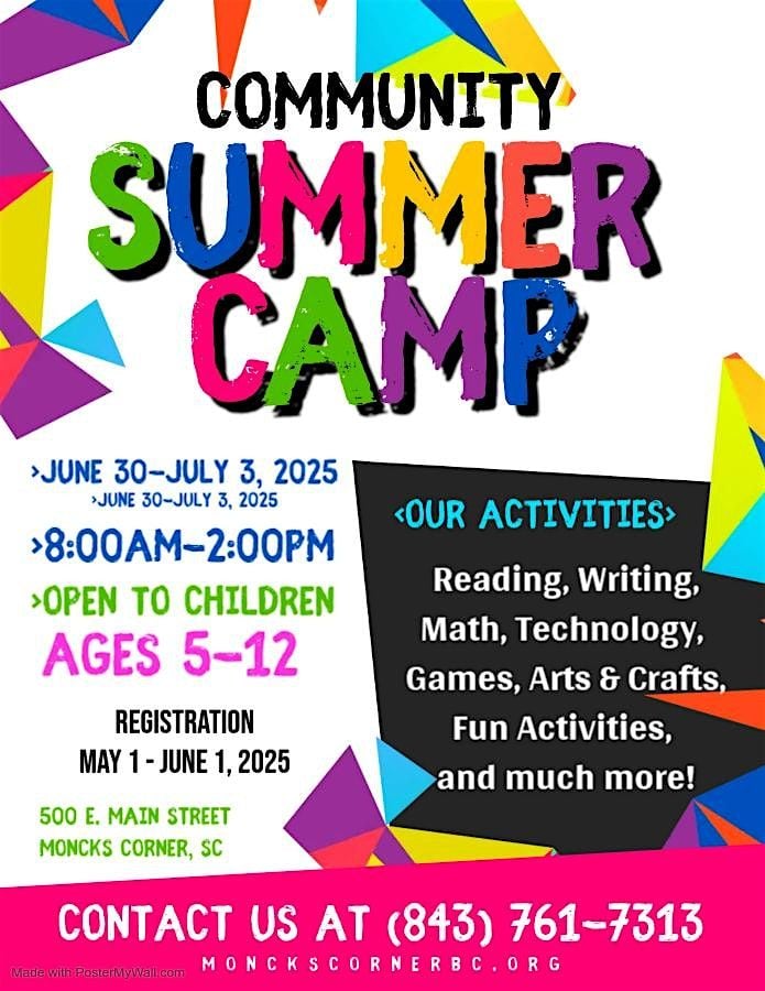 2025 Community Summer Camp  (Ages 5-12), 30 June | Event in Moncks Corner | AllEvents