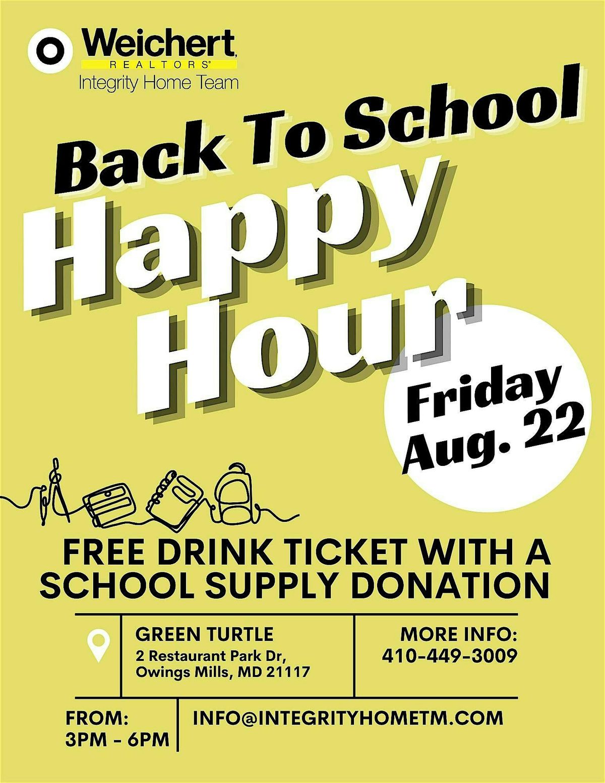 Happy Hour Mixer hosted by Weichert, Realtors-Integrity Home Team, 22 August | Event in Owings Mills | AllEvents