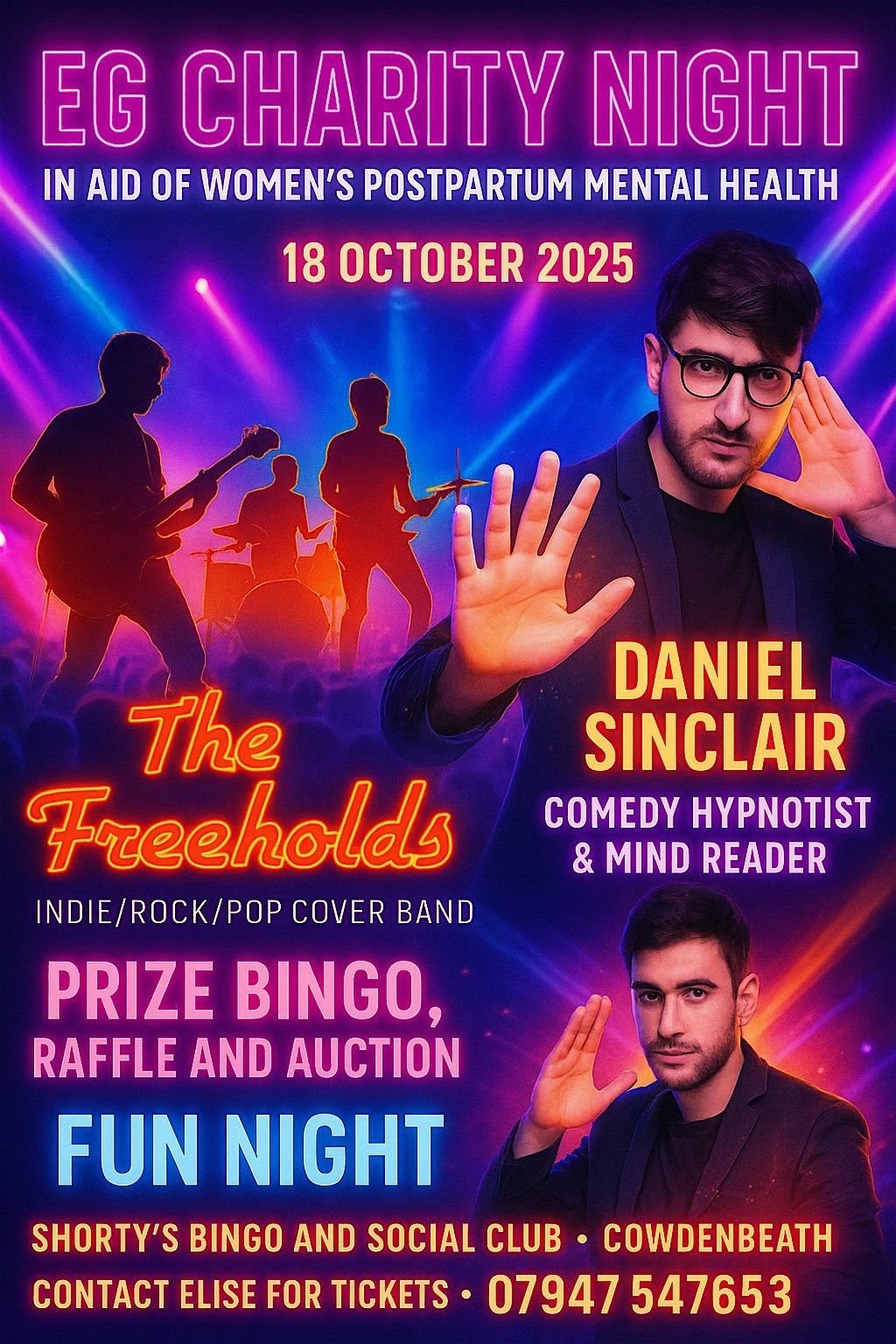 Elise’s fundraiser Band - the freeholds and comedy hypnotist, 18 October | Event in Cowdenbeath | AllEvents