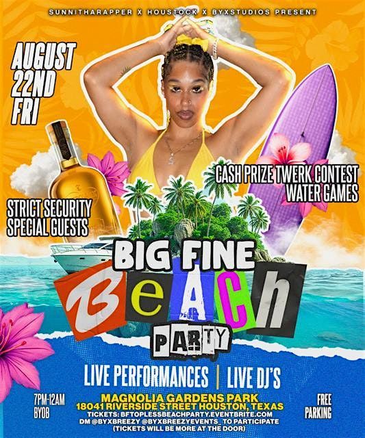 BIG FINE TOPLESS BEACH PARTY, 22 August | Event in Houston | AllEvents