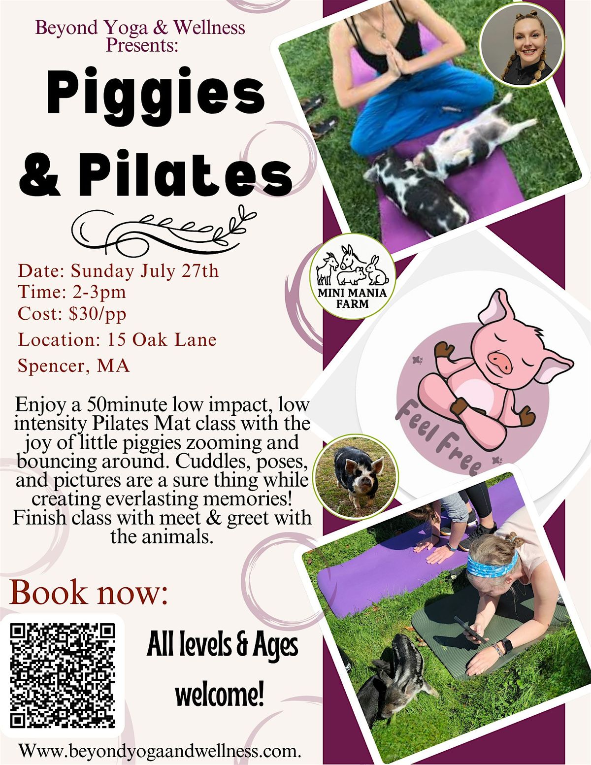 Piggies and Pilates!, 27 July | Event in Spencer | AllEvents