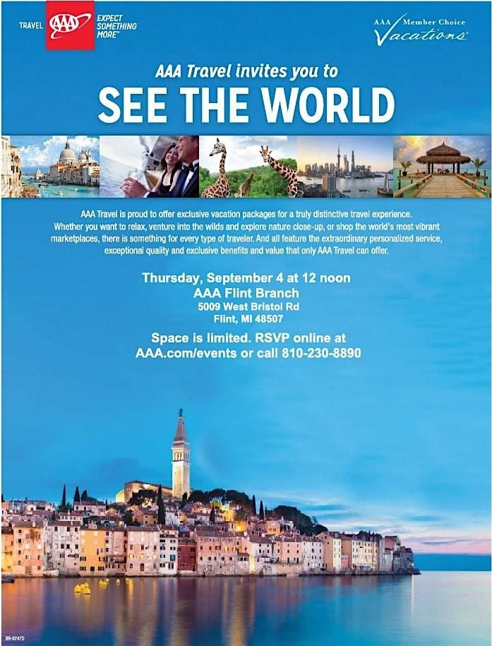 AAA and Member Choice Vacations, 4 September | Event in Flint | AllEvents