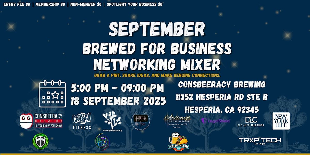 Brewed for Business Networking Mixer, 18 September | Event in Hesperia | AllEvents