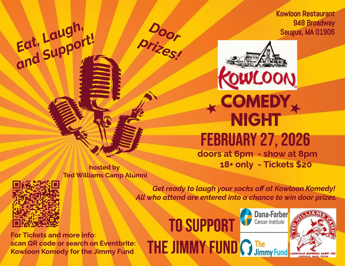 Kowloon Komedy for the Jimmy Fund, 27 February | Event in Saugus | AllEvents