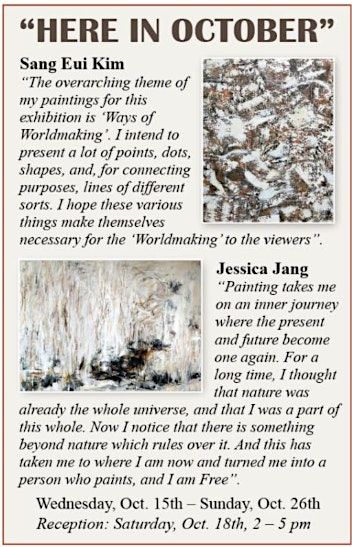 Group Art Exhibition: Here in October by Sang Eui Kim & Jessica Jang, 18 October | Event in Whittier | AllEvents