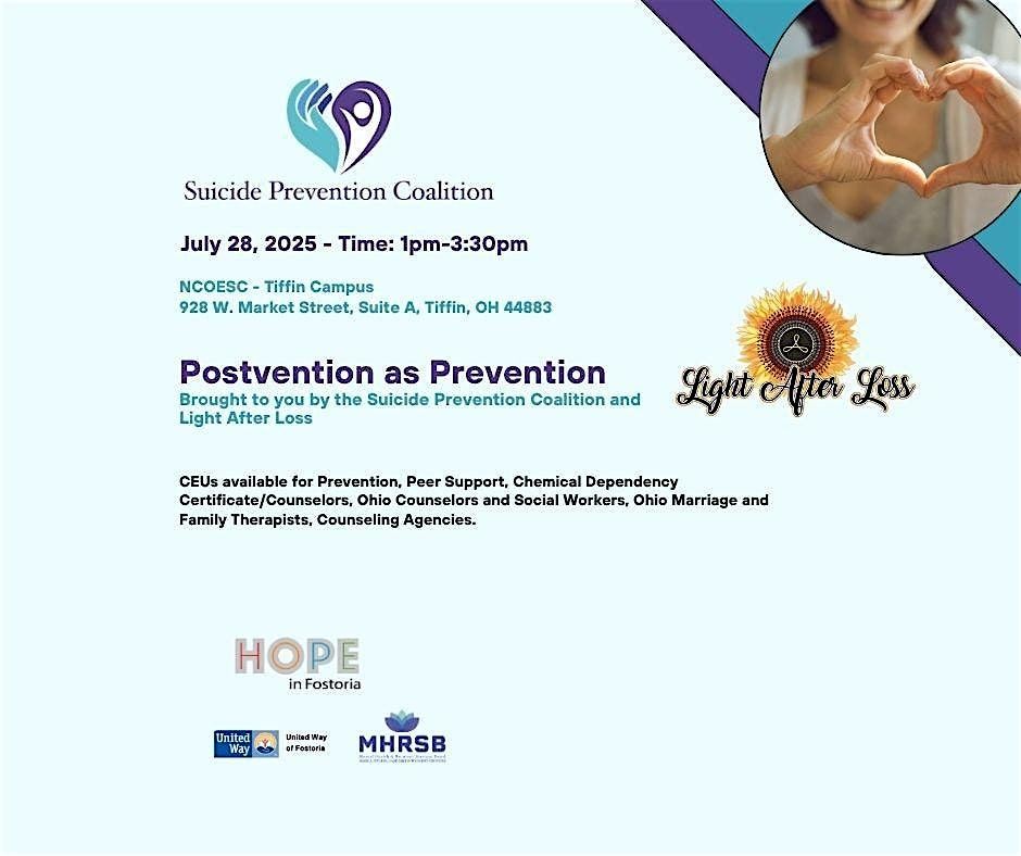 Postvention as Prevention Training, 28 July | Event in Tiffin | AllEvents