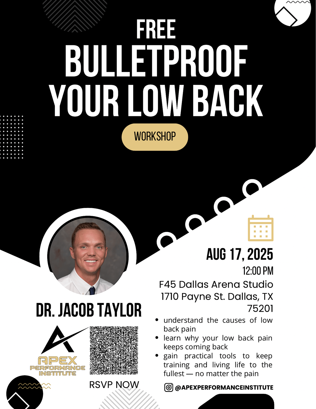 FREE Bulletproof Your Low Back Workshop, 17 August | Event in Dallas | AllEvents