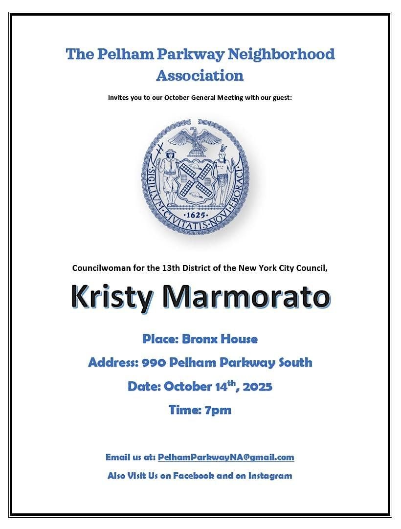 Pelham Parkway Neighborhood Association Hosts Oct. Event, 14 October | Event in The Bronx | AllEvents
