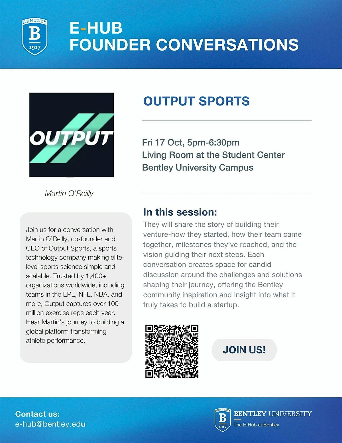 Bentley E-Hub: Founders Conversations x Output Sports, 17 October | Event in Waltham | AllEvents