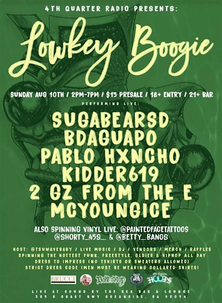 LOWKEY BOOGIE, 10 August | Event in Oceanside | AllEvents