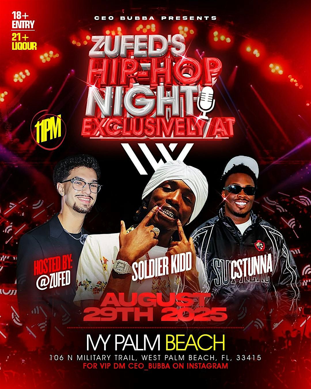ZUFED HipHop Night at IVY Palm beach, 29 August | Event in West Palm Beach | AllEvents